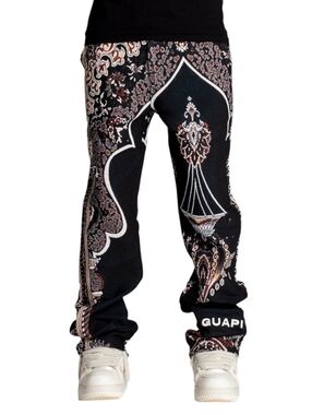 GUAPI Persian Tapestry Pants Size 40 NWT Obsidian Black Tall 35.5" Inseam
